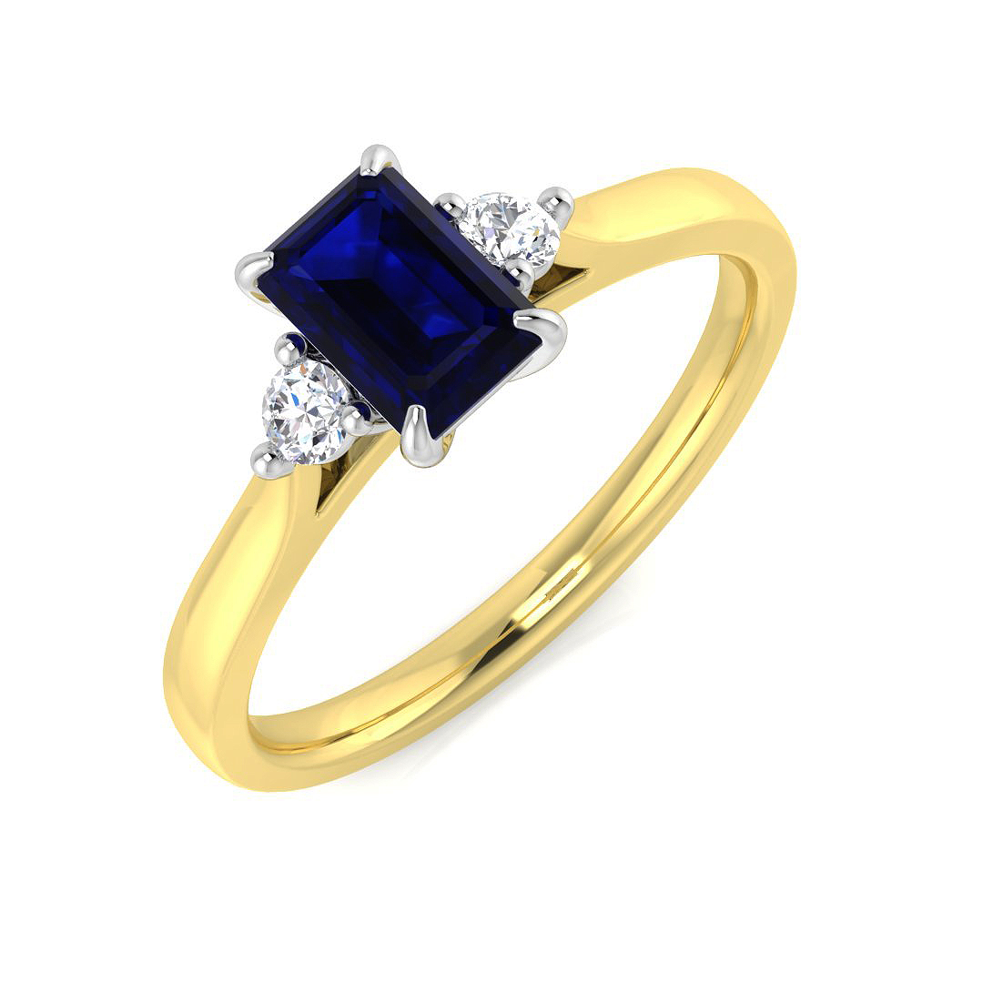 Blue Sapphire Ring in 18K Two Tone