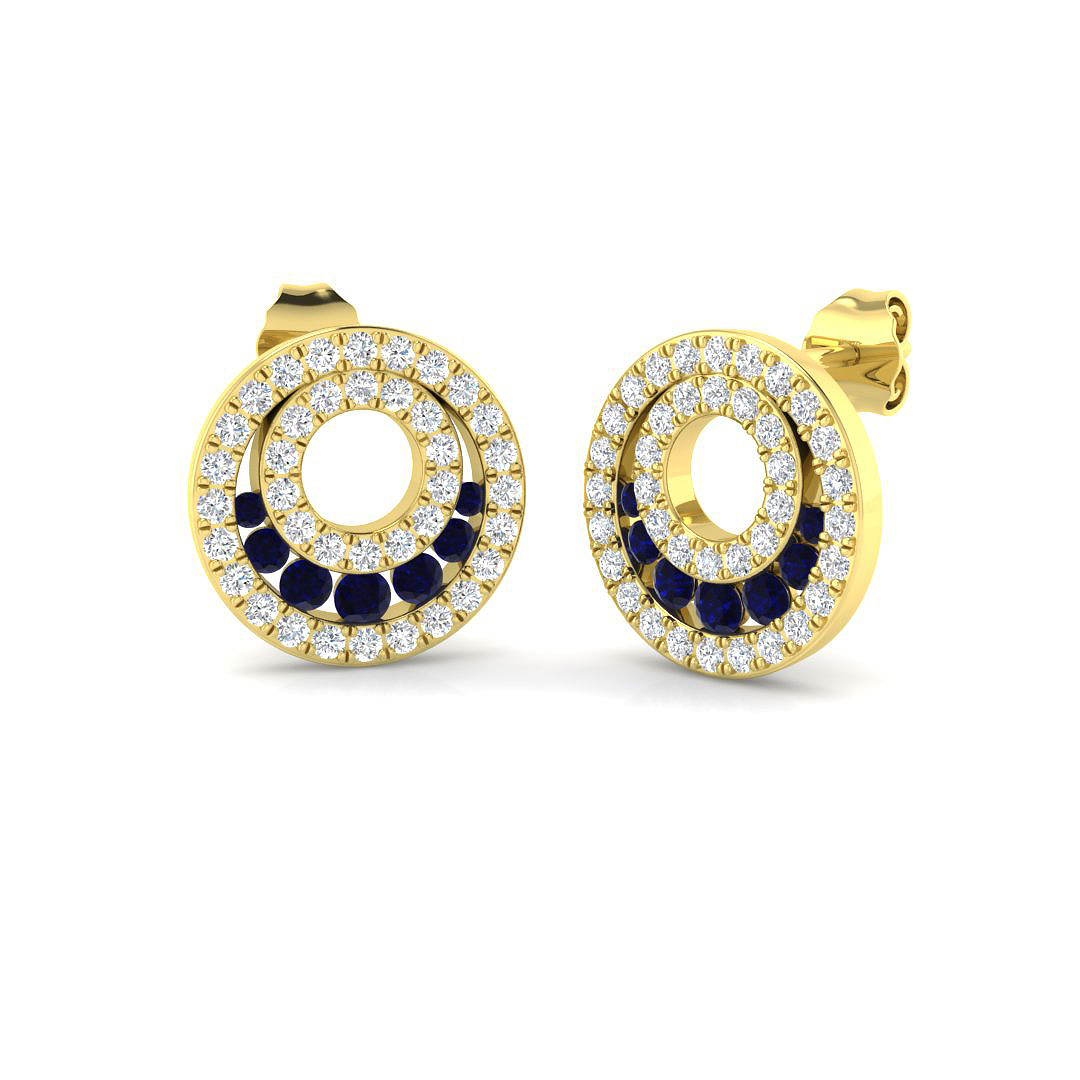 Blue Sapphire Earrings in 9K Yellow Gold