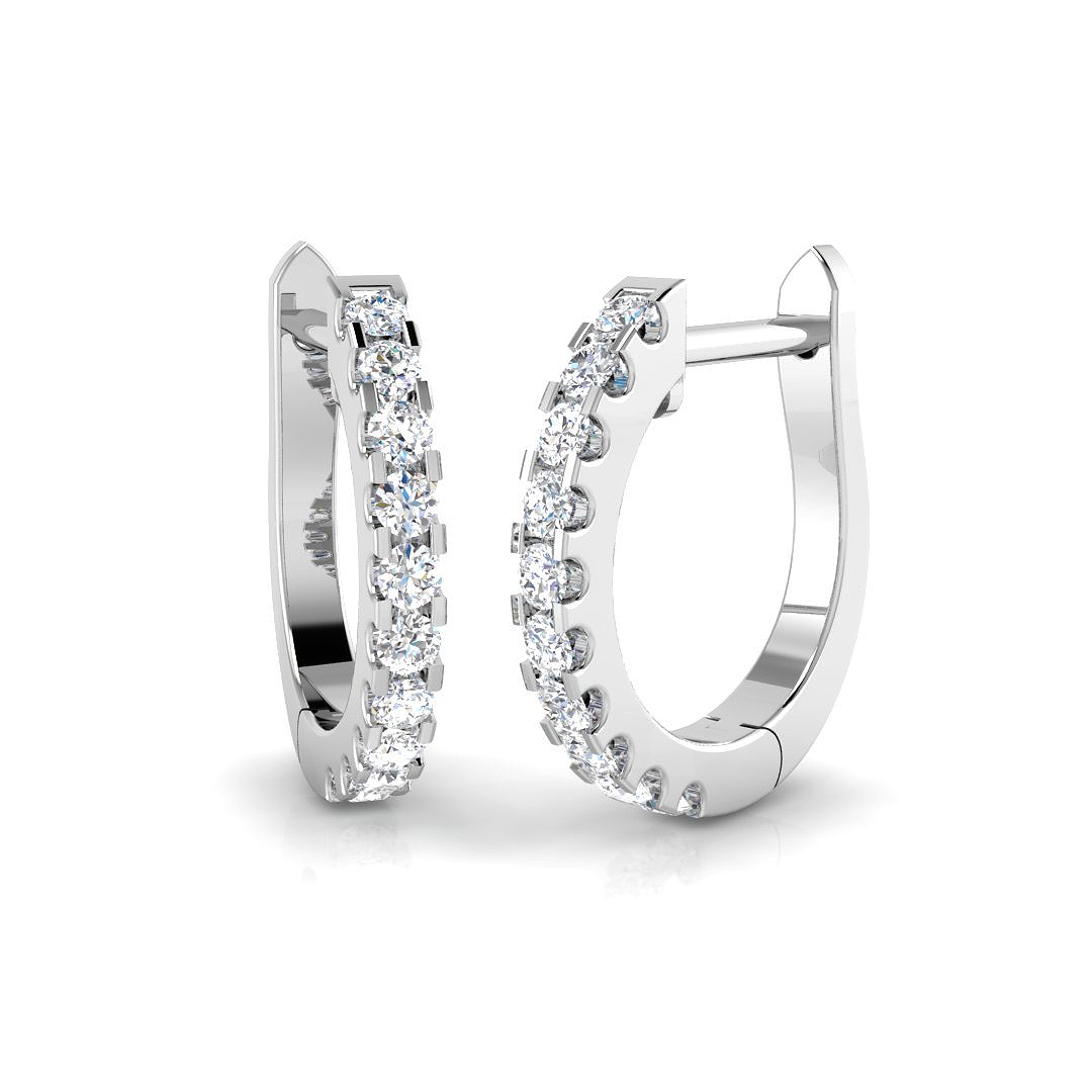 0.20ct Natural Diamond Hoop Earrings in 9K White Gold