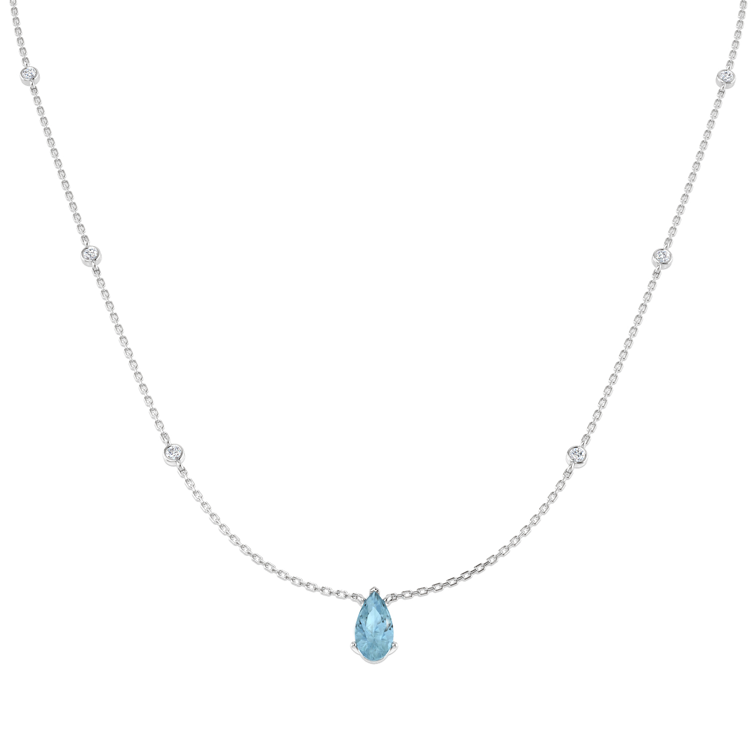 Aquamarine Necklace in 9K White Gold