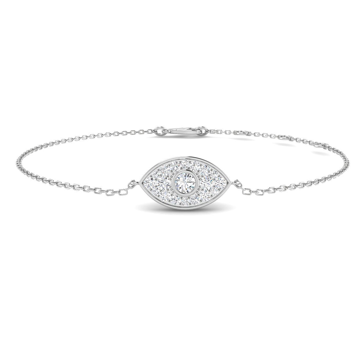 0.31ct Natural Diamond Religious Bracelet in 9K White Gold