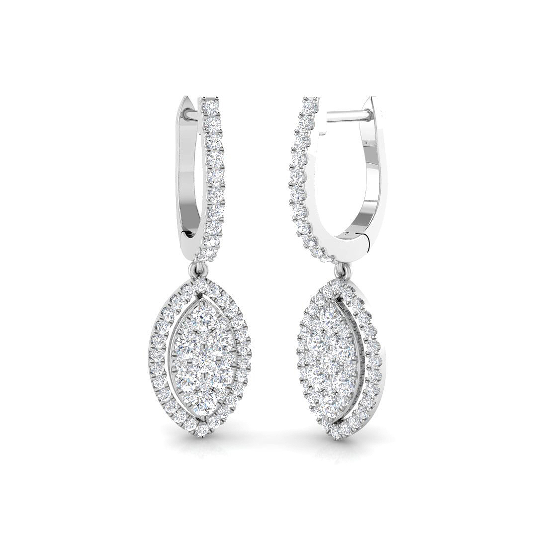 0.90ct Natural Diamond Drop & Trilogy Earrings in 18K White Gold
