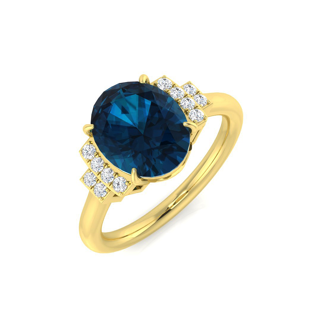 London Blue Topaz Ring in 9K Yellow Gold
