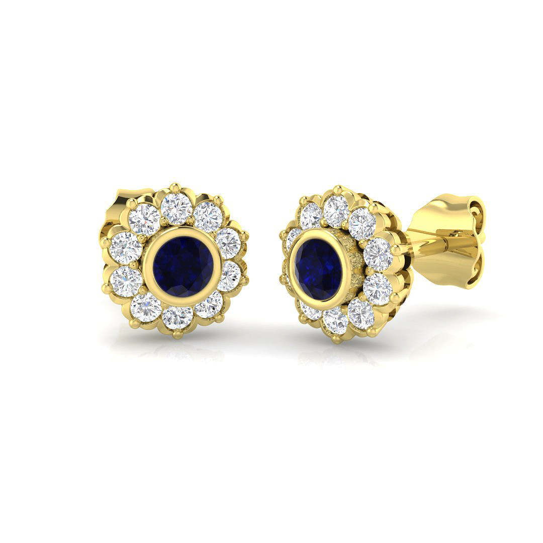 Flower Earrings in 9K Yellow Gold