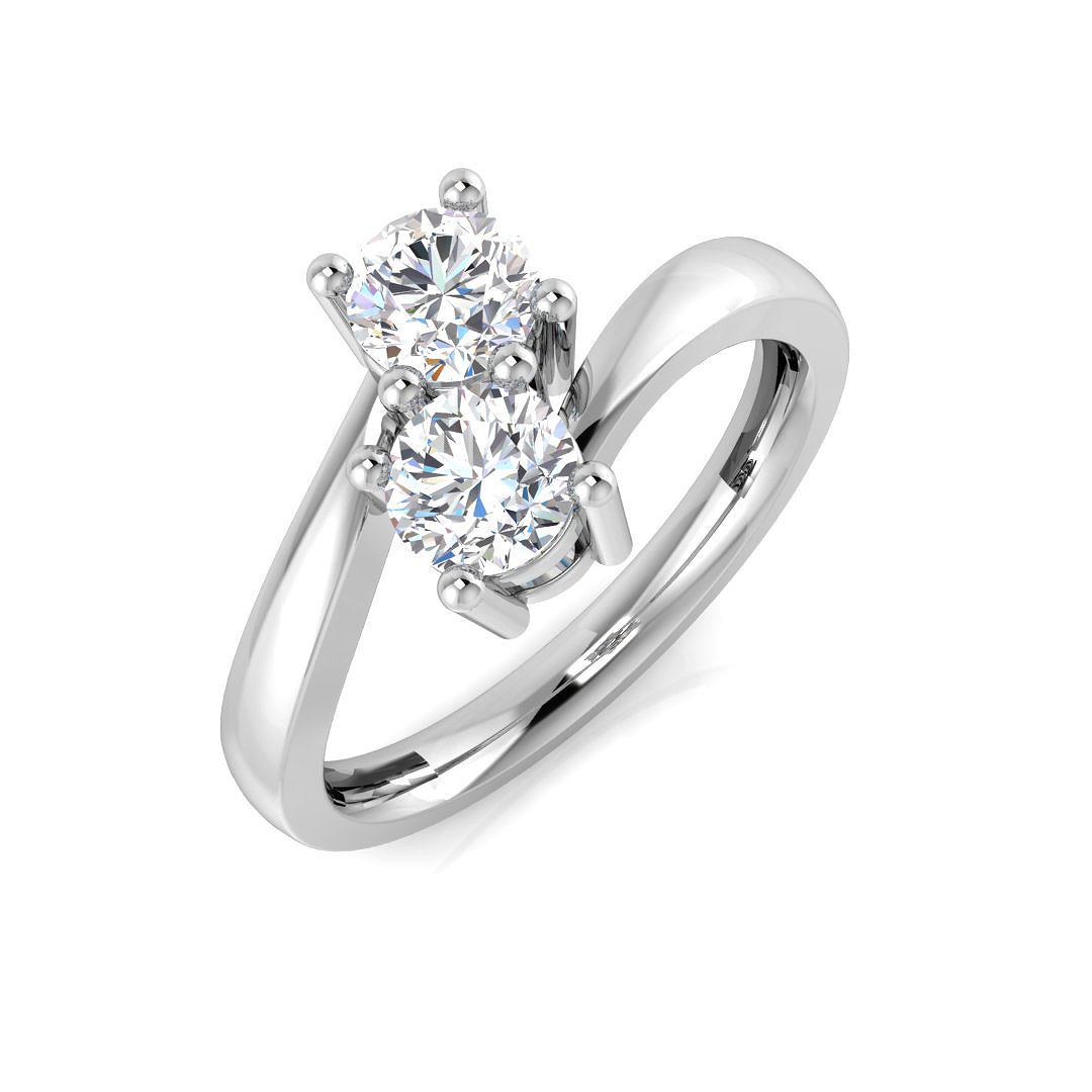 0.82ct Lab-Grown Diamond 2 Stone Ring in 9K White Gold