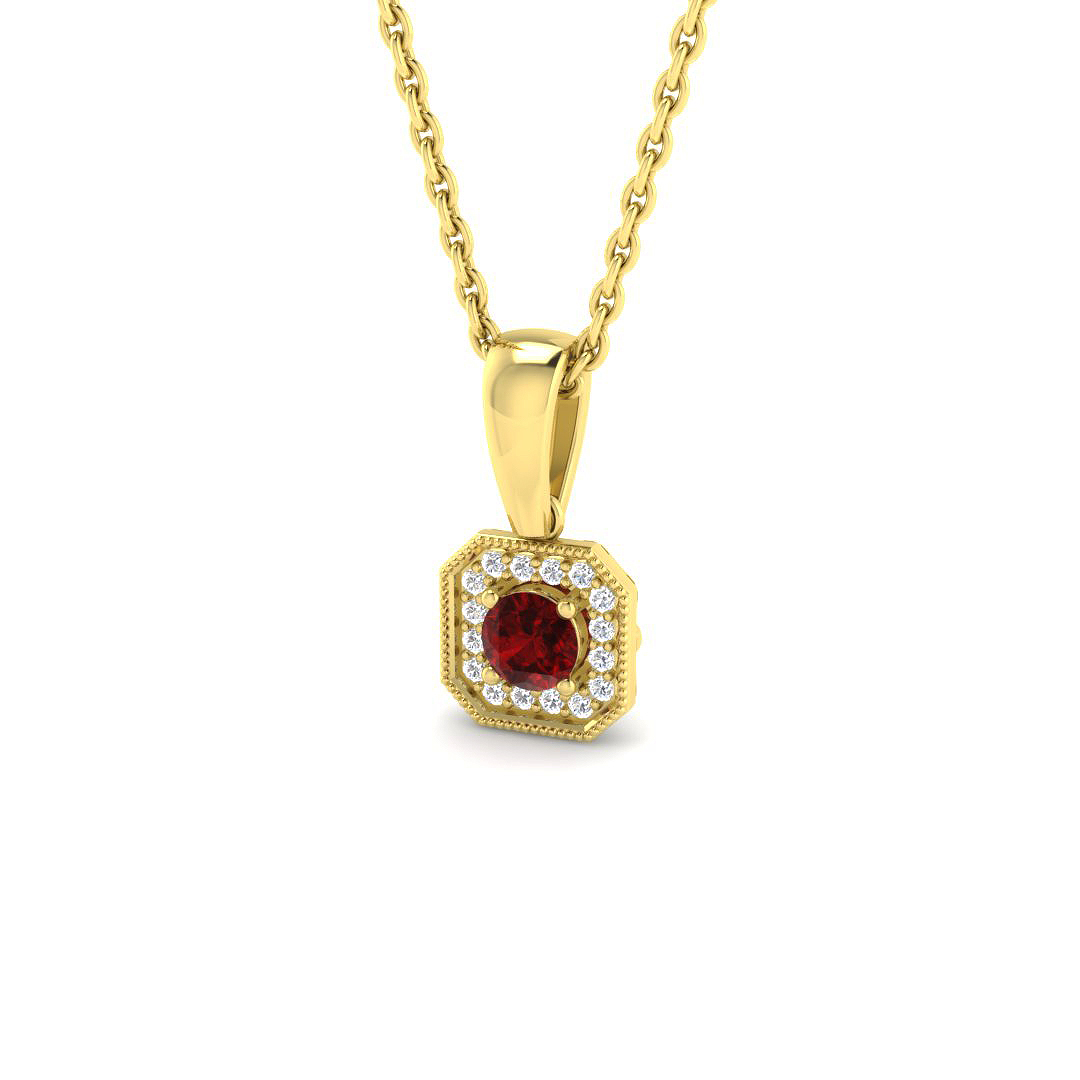 Halo Pendant in 9K Yellow Gold