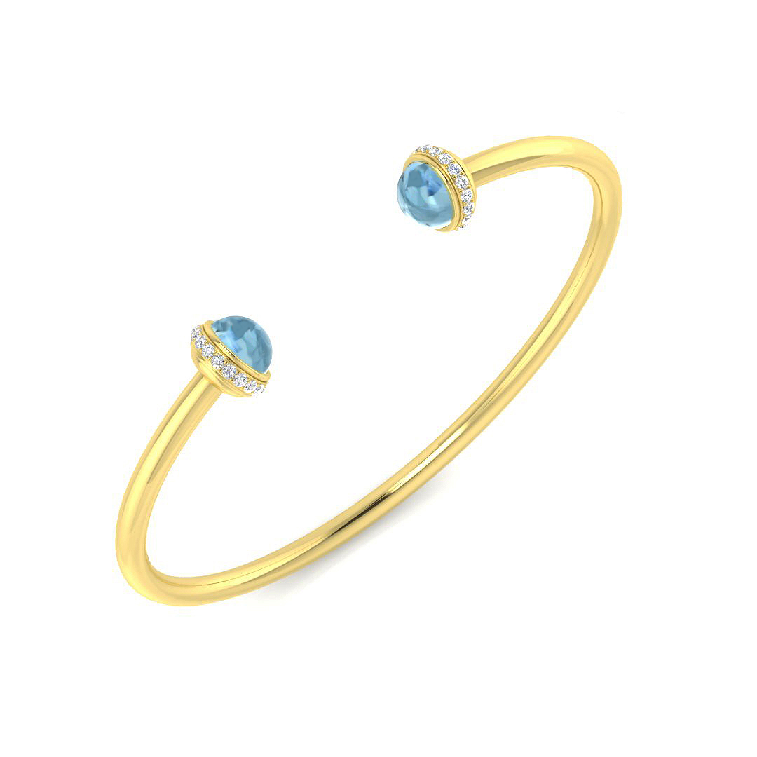 Gemstone Torque Bangle in 9K Yellow Gold