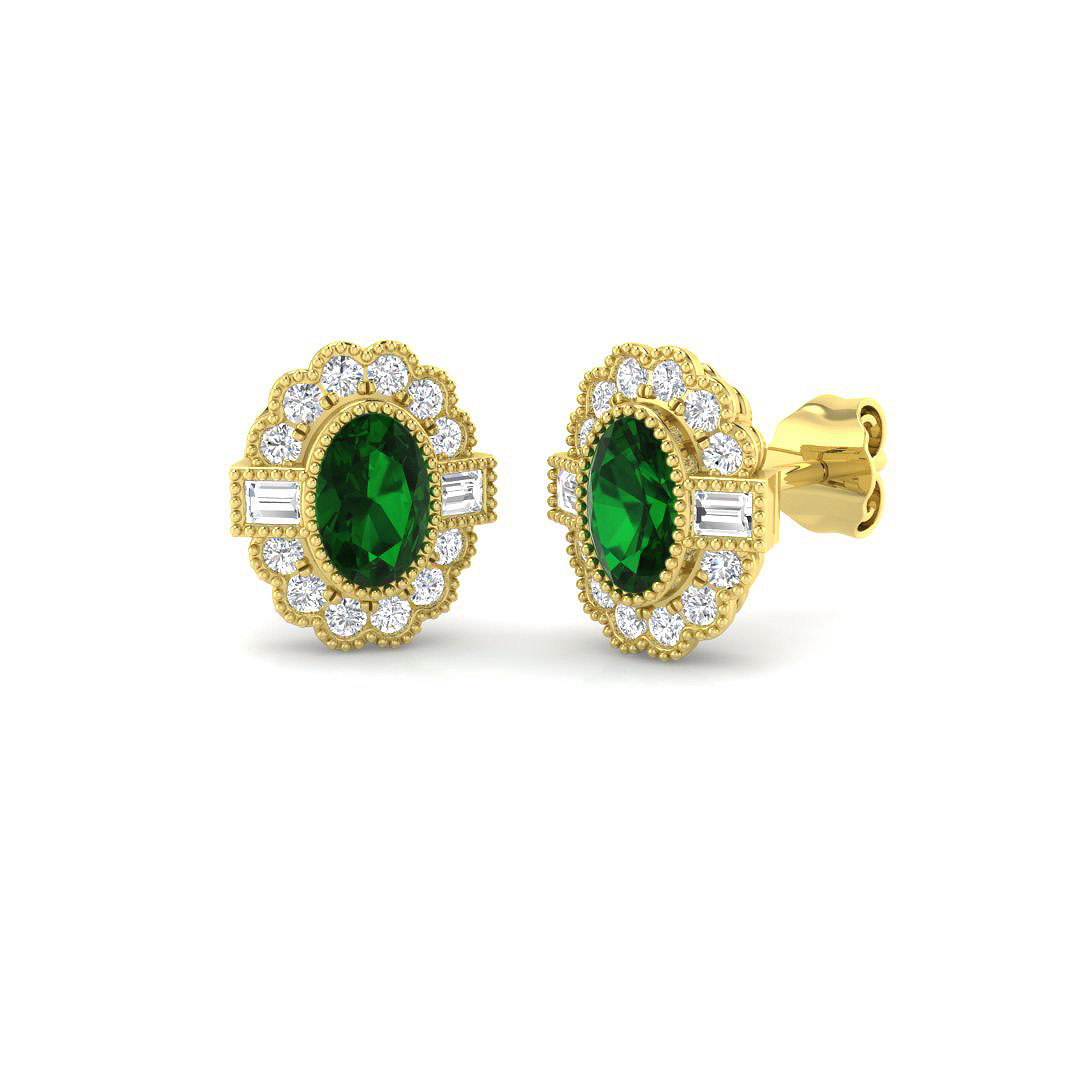 Emerald Earrings in 9K Yellow Gold