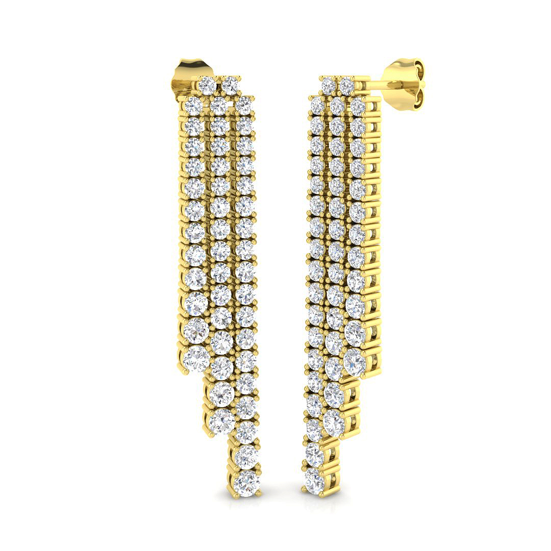 2.91ct Lab-Grown Diamond Drop & Trilogy Earrings in 9K Yellow Gold