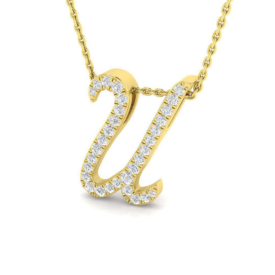 0.28ct Natural Diamond Initials Pendant in 9K Yellow Gold