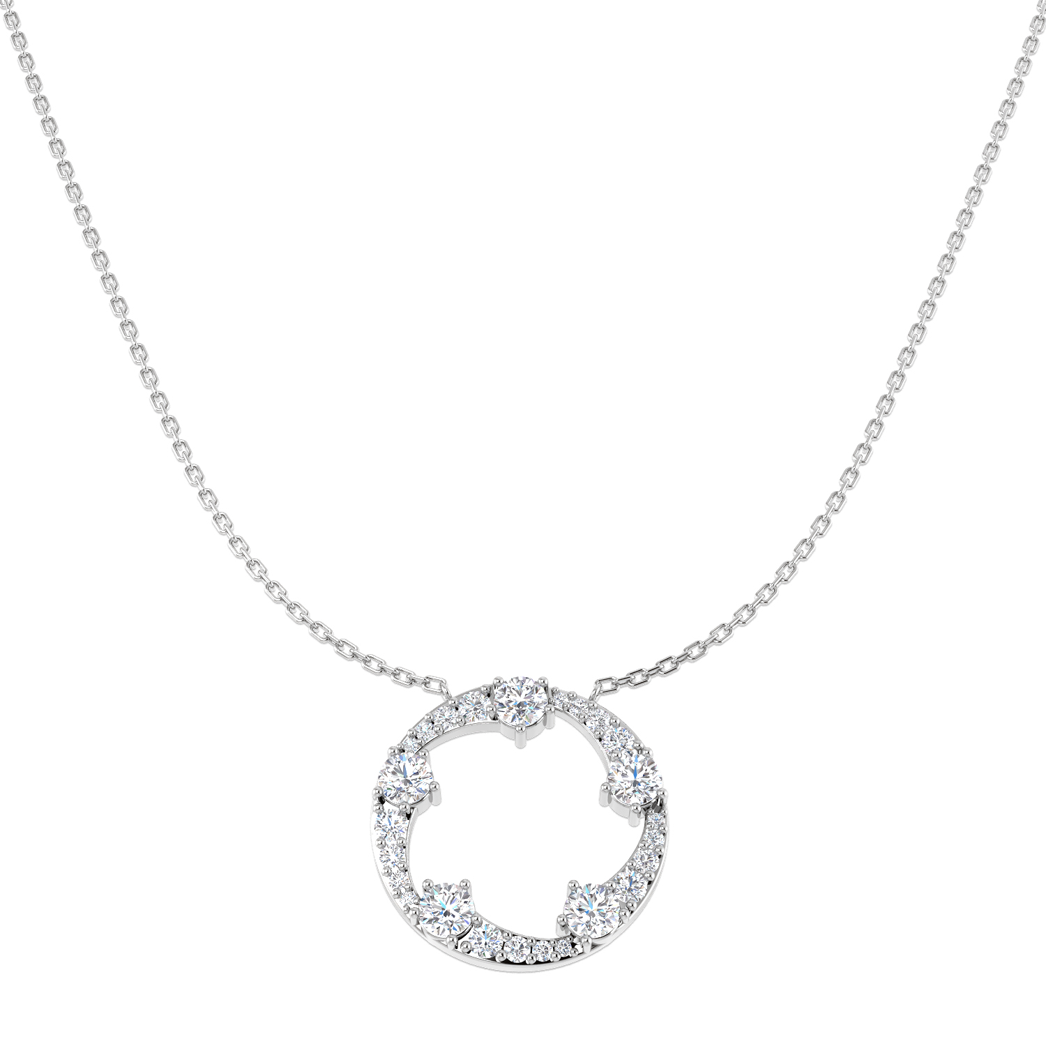 1.15ct Natural Diamond Circle of Life Necklace in 9K White Gold