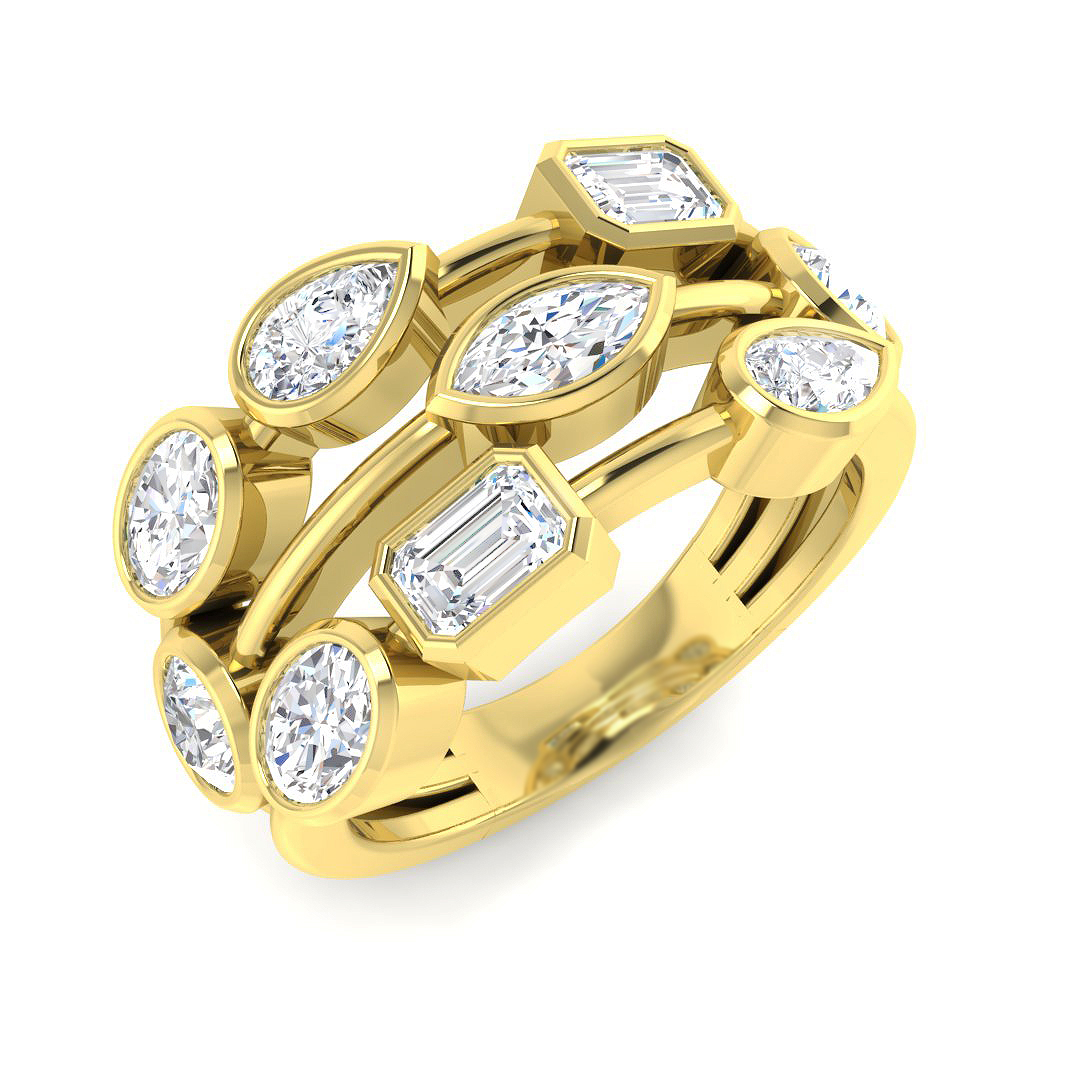 2.08ct Natural Diamond Bubble Rings Ring in 18K Yellow Gold
