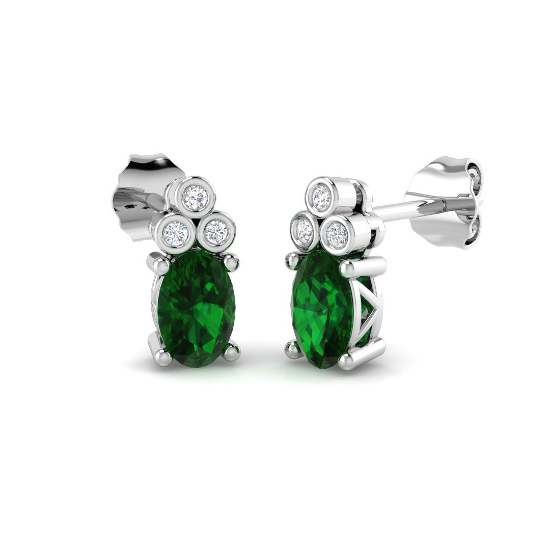 Emerald Earrings in 9K White Gold
