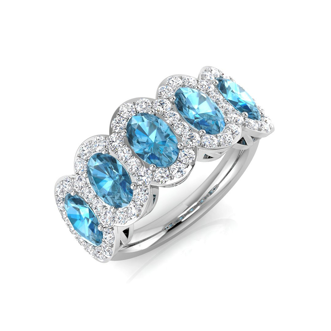 Blue Topaz Ring in 9K White Gold