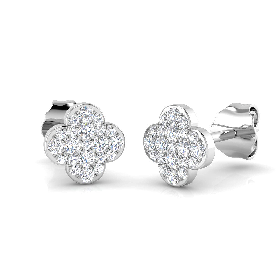 0.18ct Natural Diamond Clover Earrings in 9K White Gold