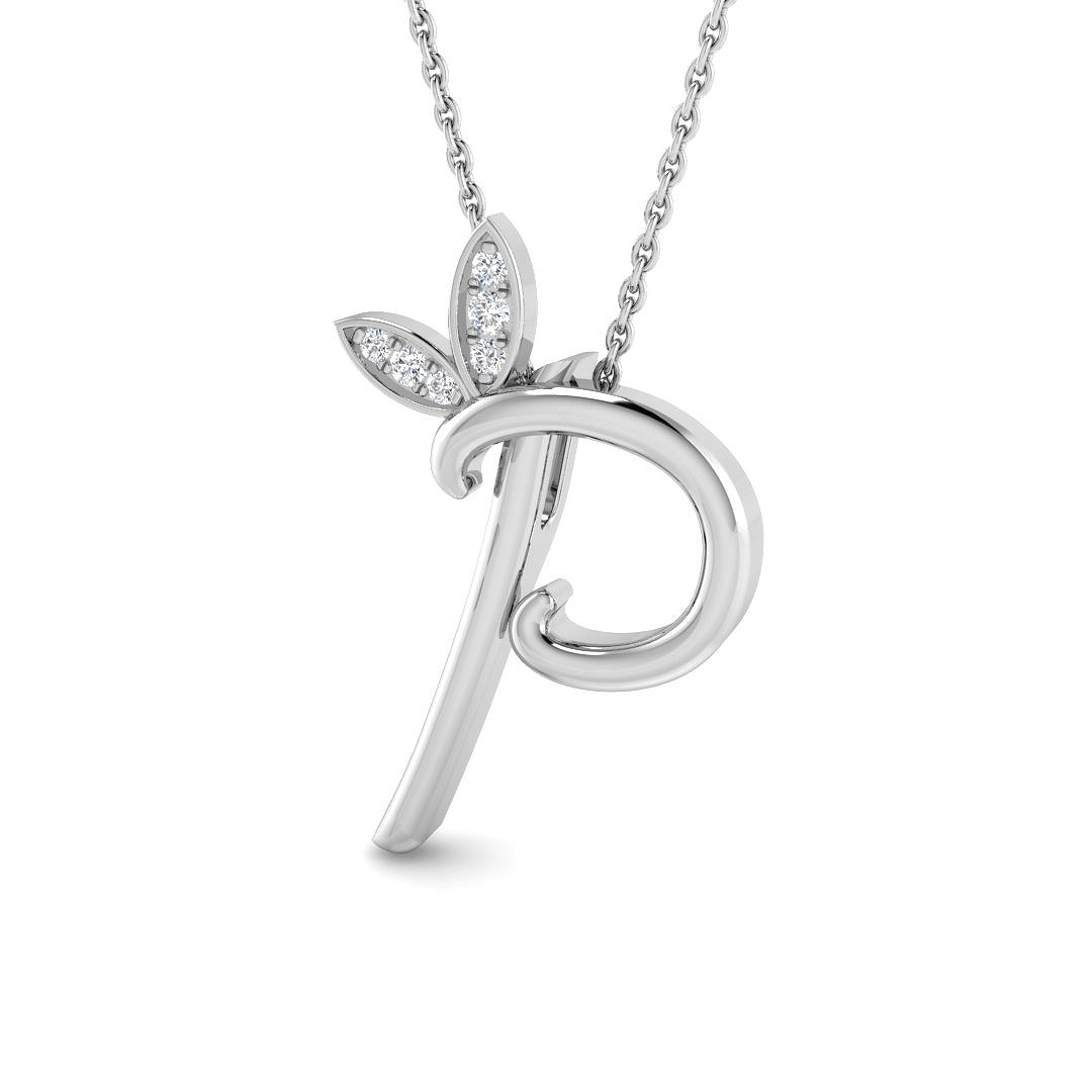0.07ct Natural Diamond Initials Pendant in 9K White Gold