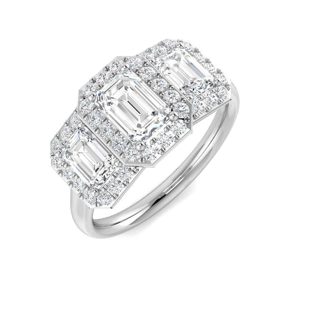 1.99ct Lab-Grown Diamond 3 Stone Ring in 9K White Gold