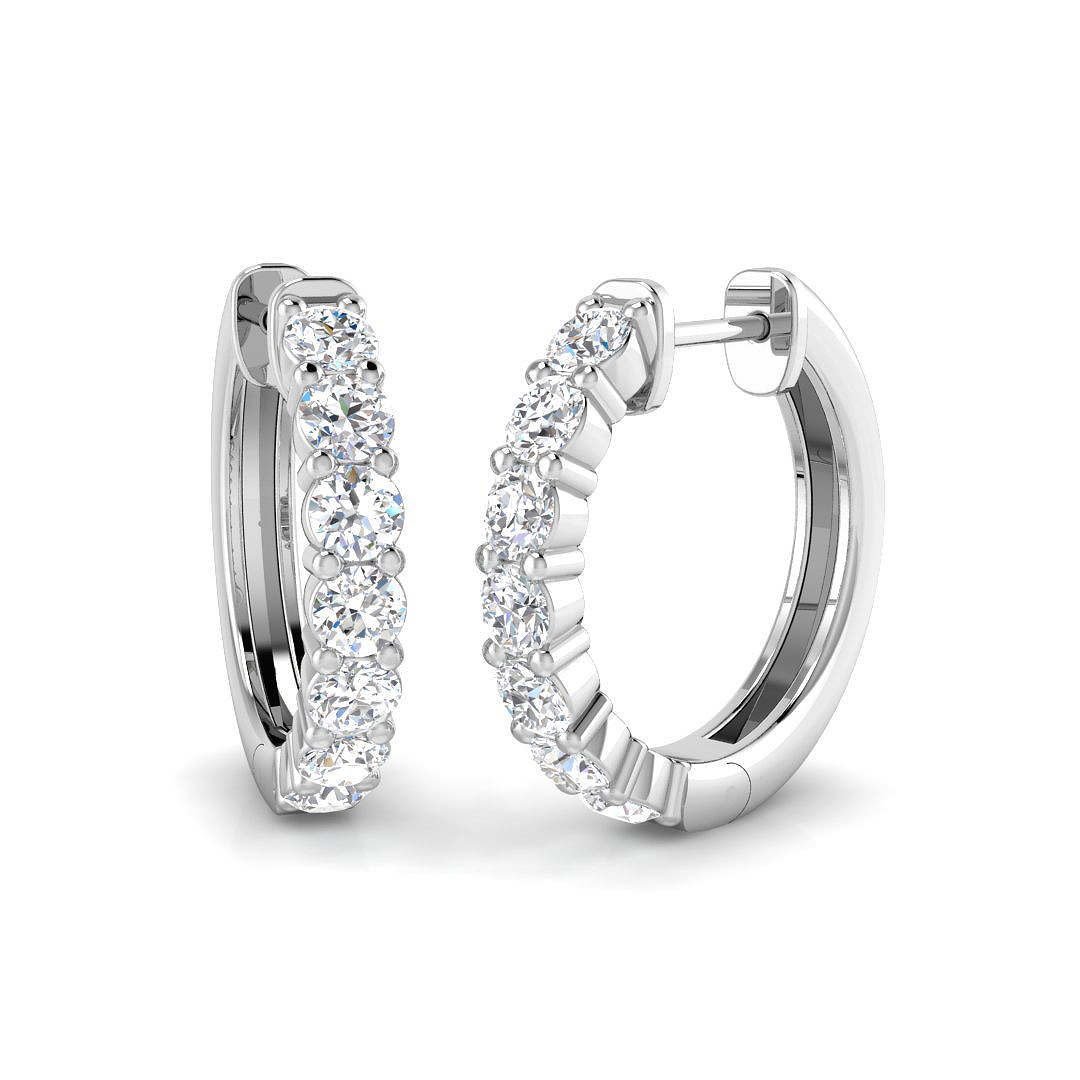 1.14ct Lab-Grown Diamond Hoops Earrings in 9K White Gold