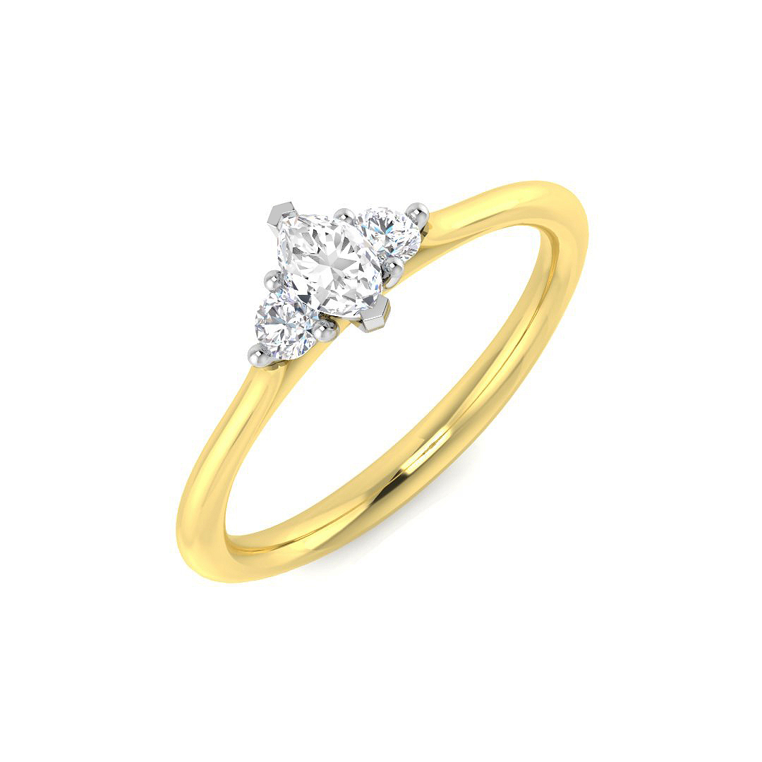 0.30ct Natural Diamond 3 Stone Ring in 18K Two Tone