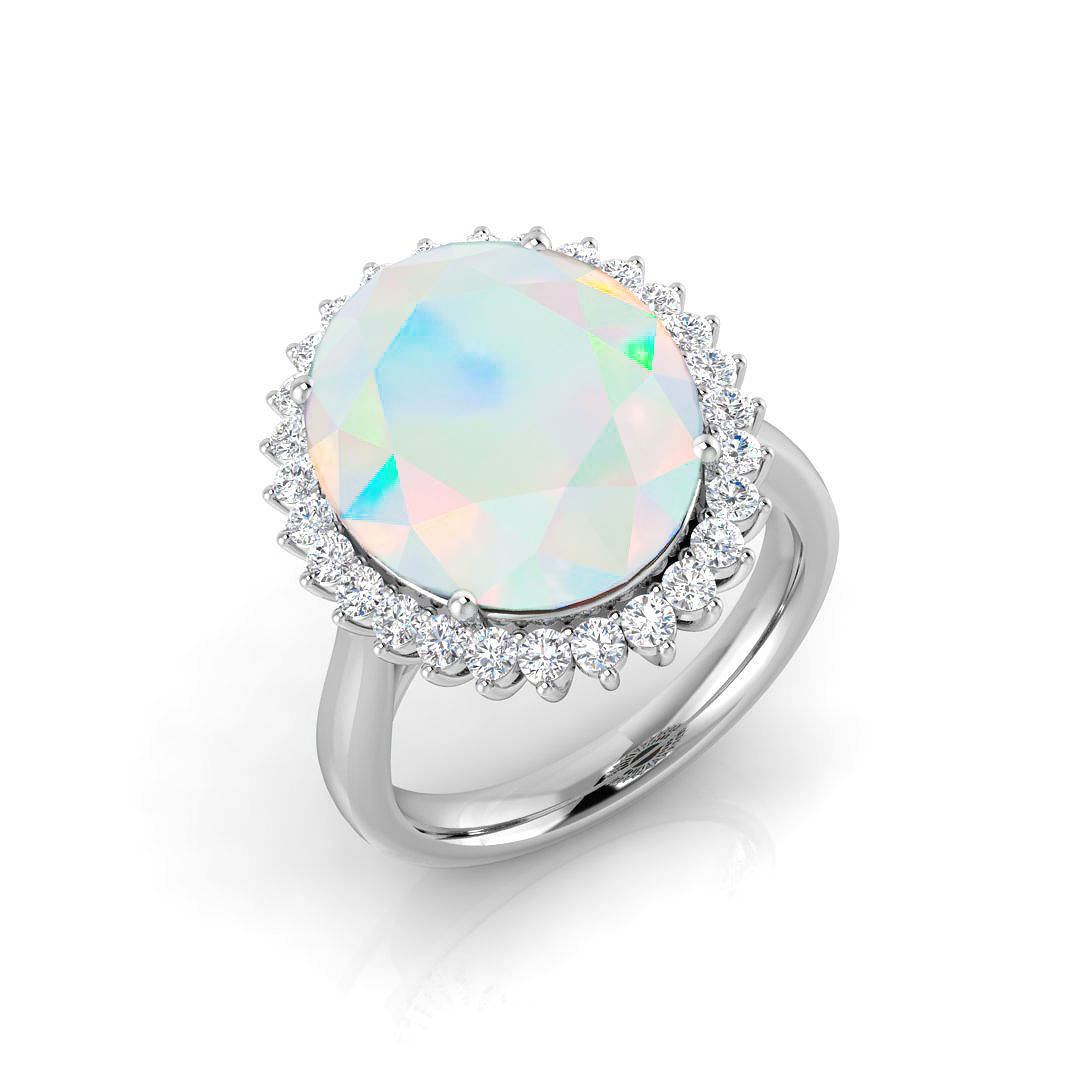 Opal Ring in 9K White Gold