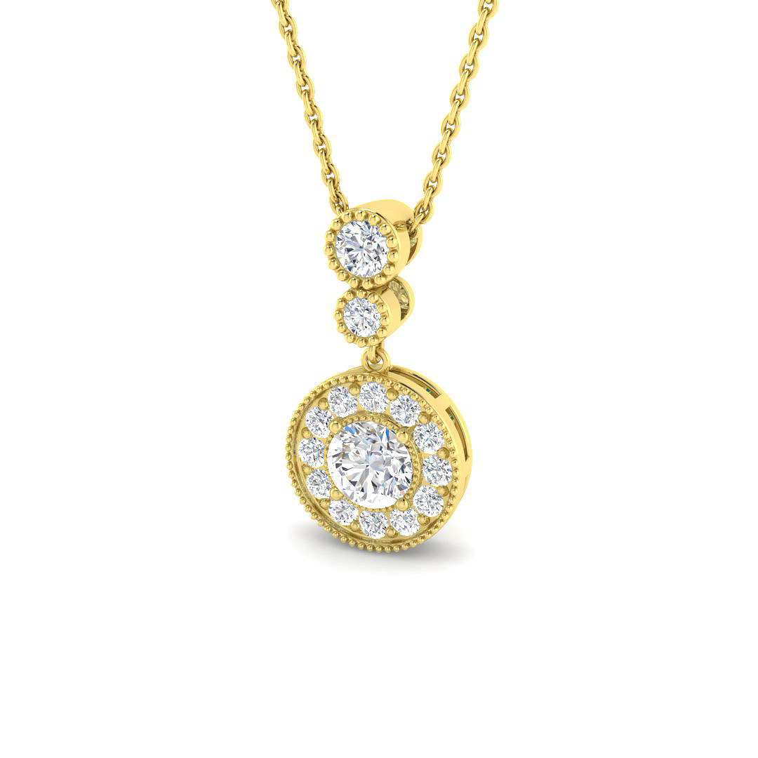 0.81ct Lab-Grown Diamond Drop & Trilogy Pendant in 9K Yellow Gold