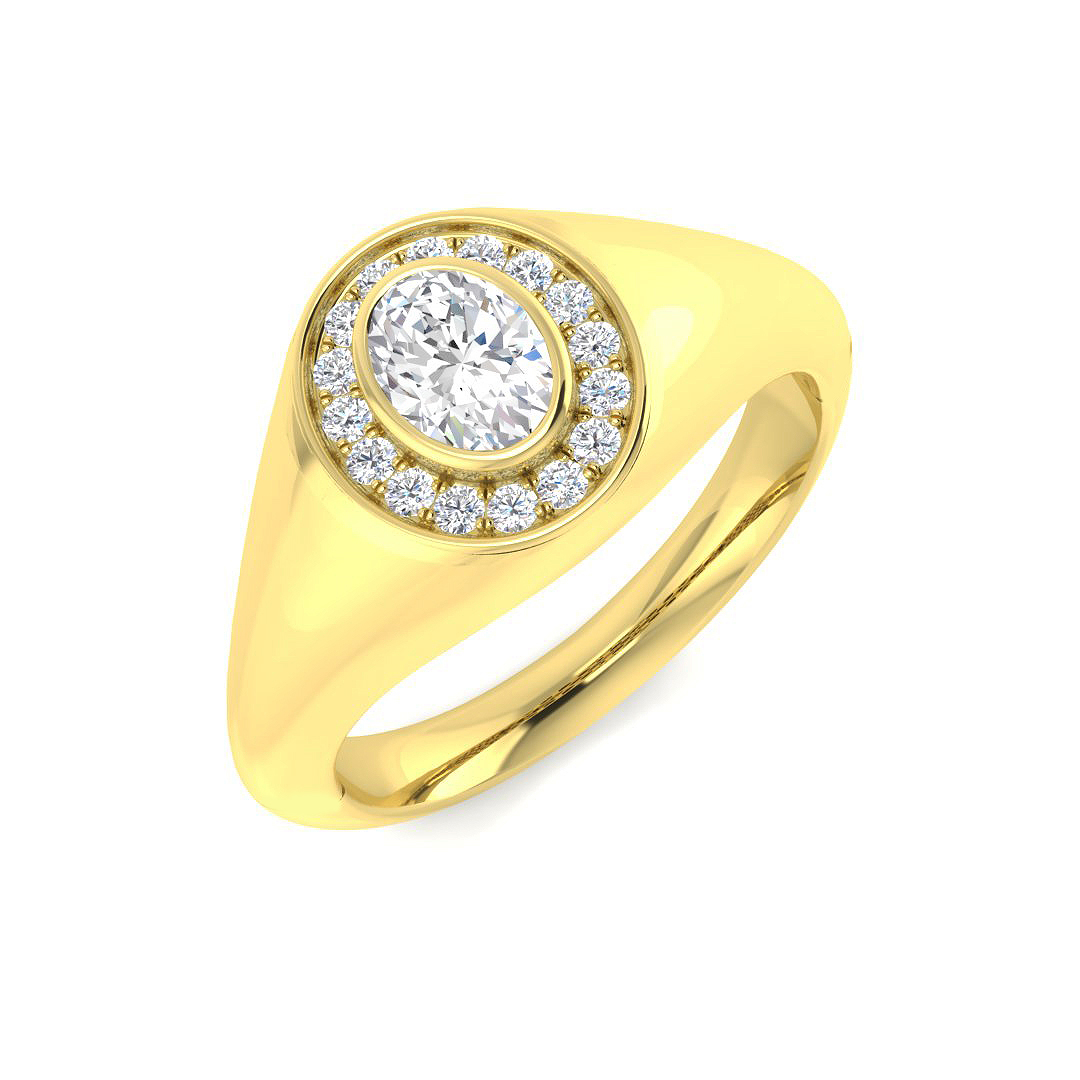 0.40ct Lab-Grown Diamond Signet Ring in 9K Yellow Gold