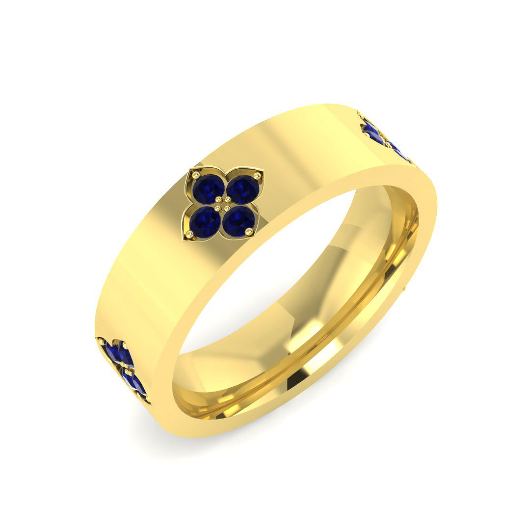 Blue Sapphire Ring in 9K Yellow Gold
