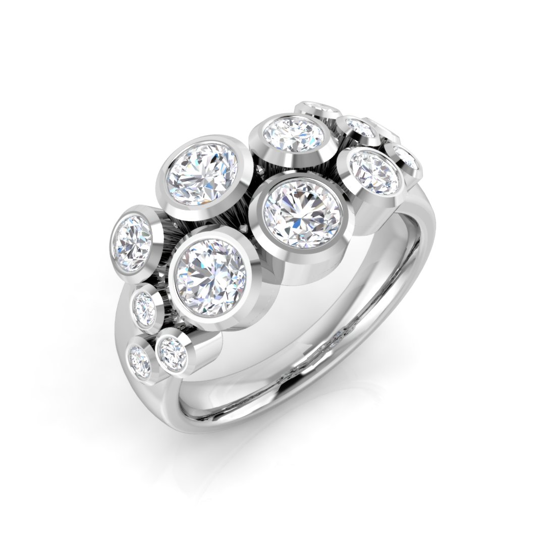 1.64ct Lab-Grown Diamond Bubble Rings Ring in 9K White Gold