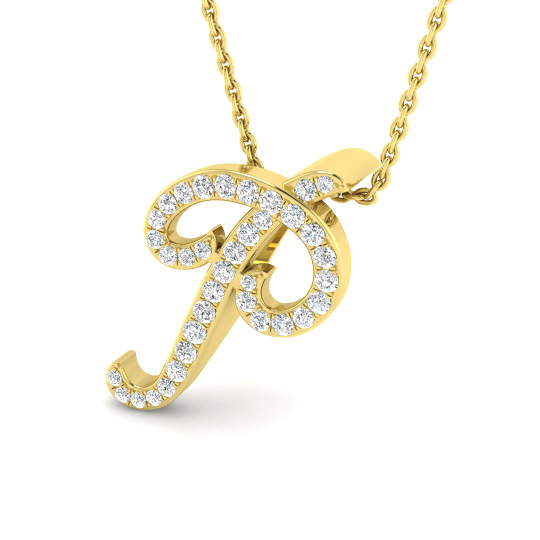 0.27ct Natural Diamond Initials Pendant in 9K Yellow Gold