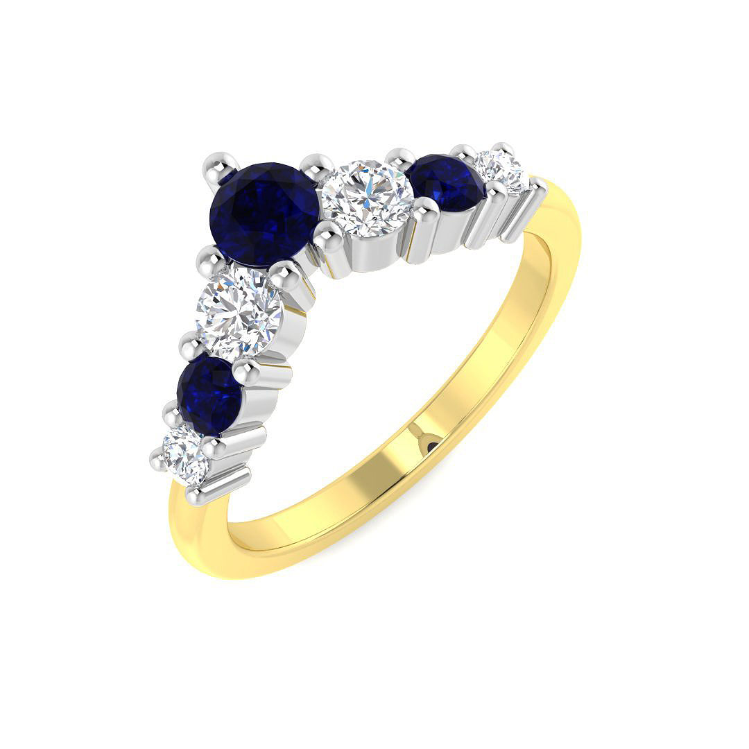 Blue Sapphire Ring in 9K Two Tone