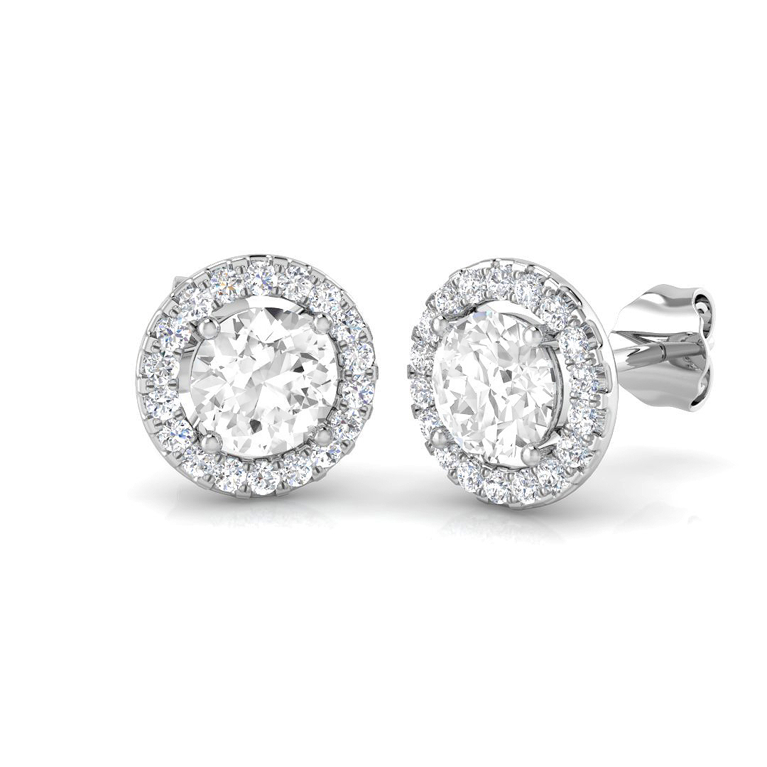 1.39ct Lab-Grown Diamond Halo Earrings in 9K White Gold