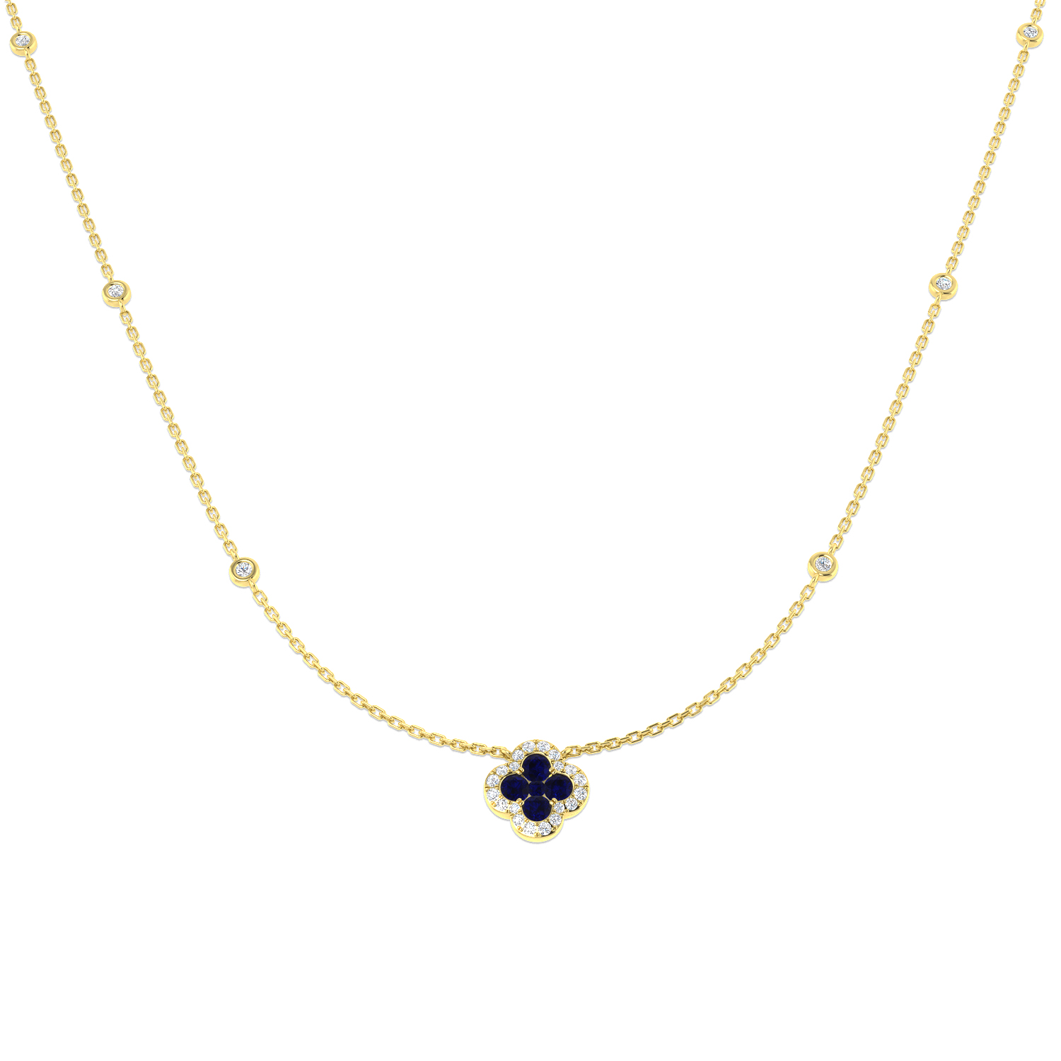 Blue Sapphire Necklace in 18K Yellow Gold