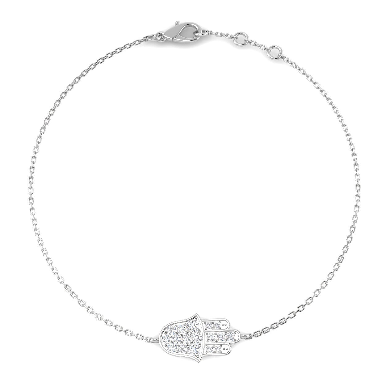 0.25ct Natural Diamond Religious Bracelet in 18K White Gold