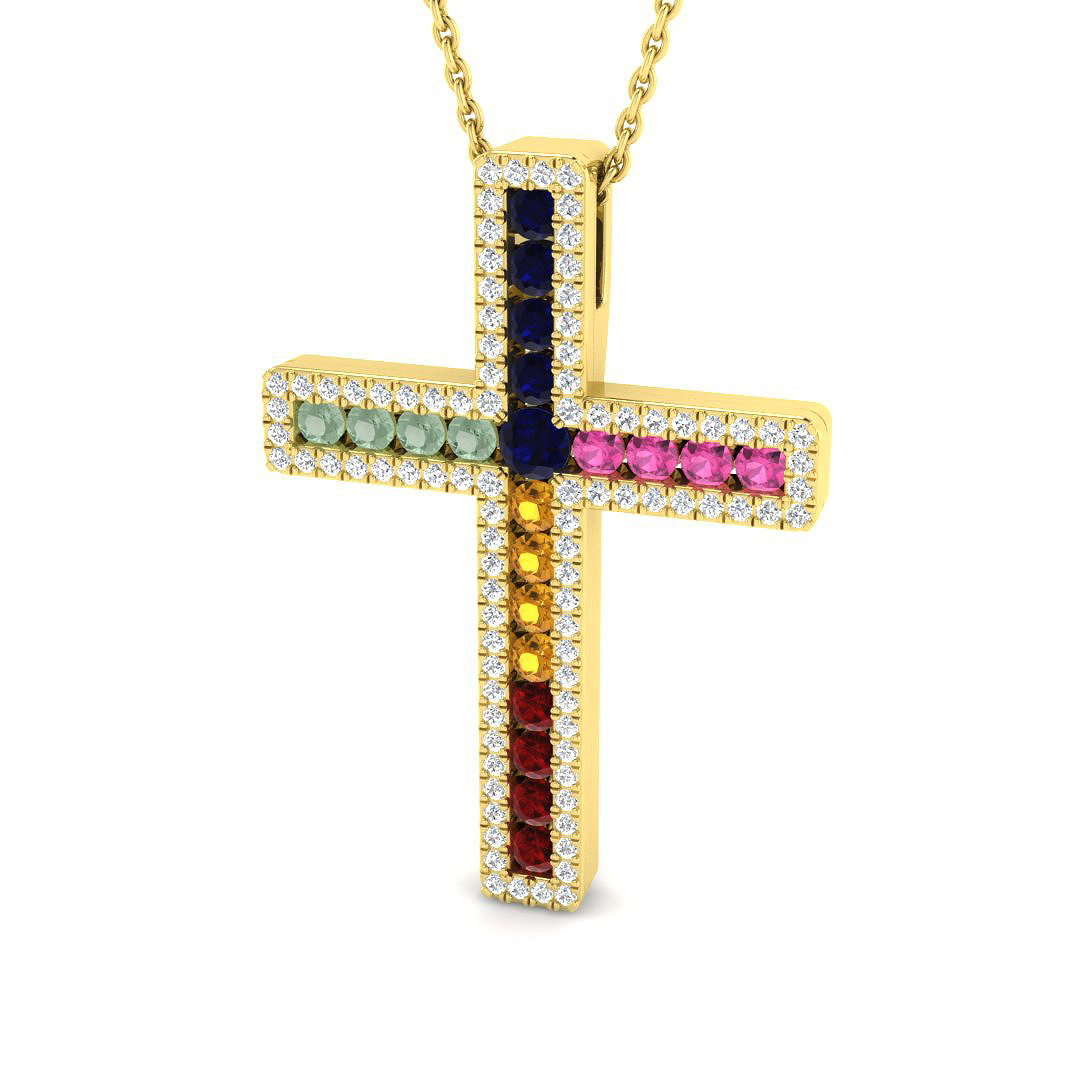 Multi Sapphire Pendant in 9K Yellow Gold