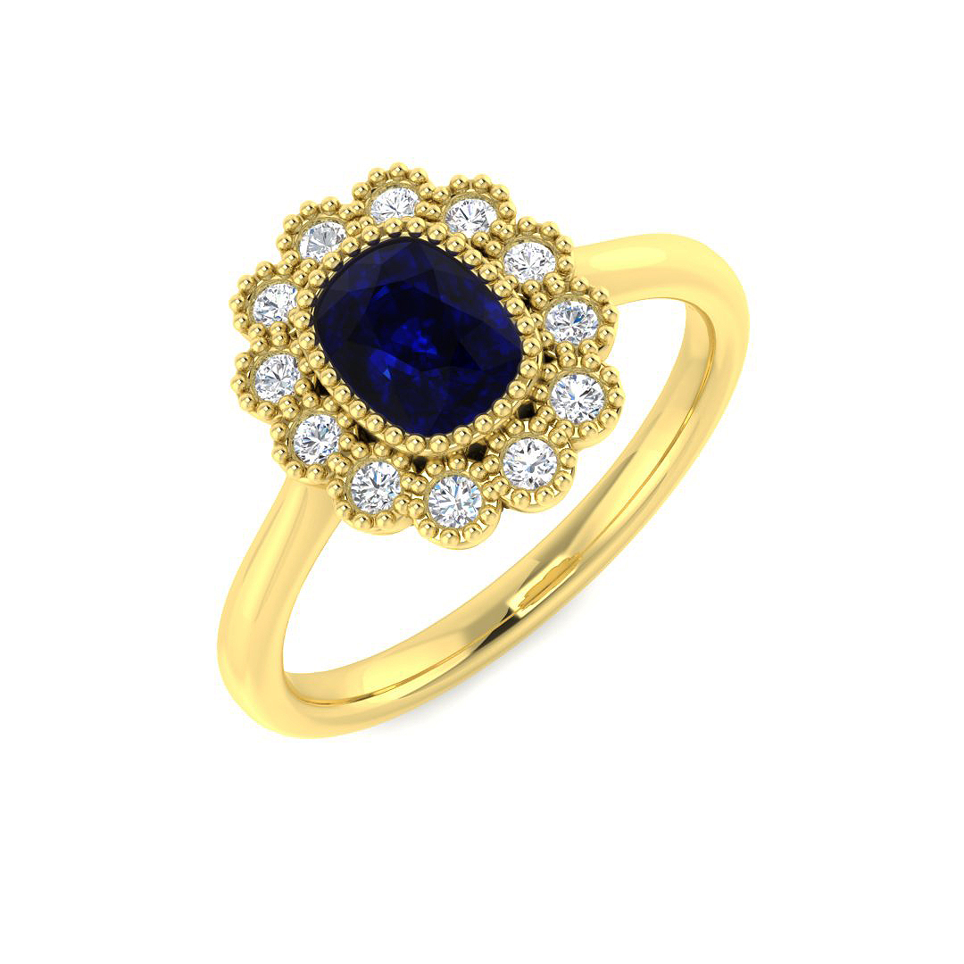 Blue Sapphire Ring in 9K Yellow Gold