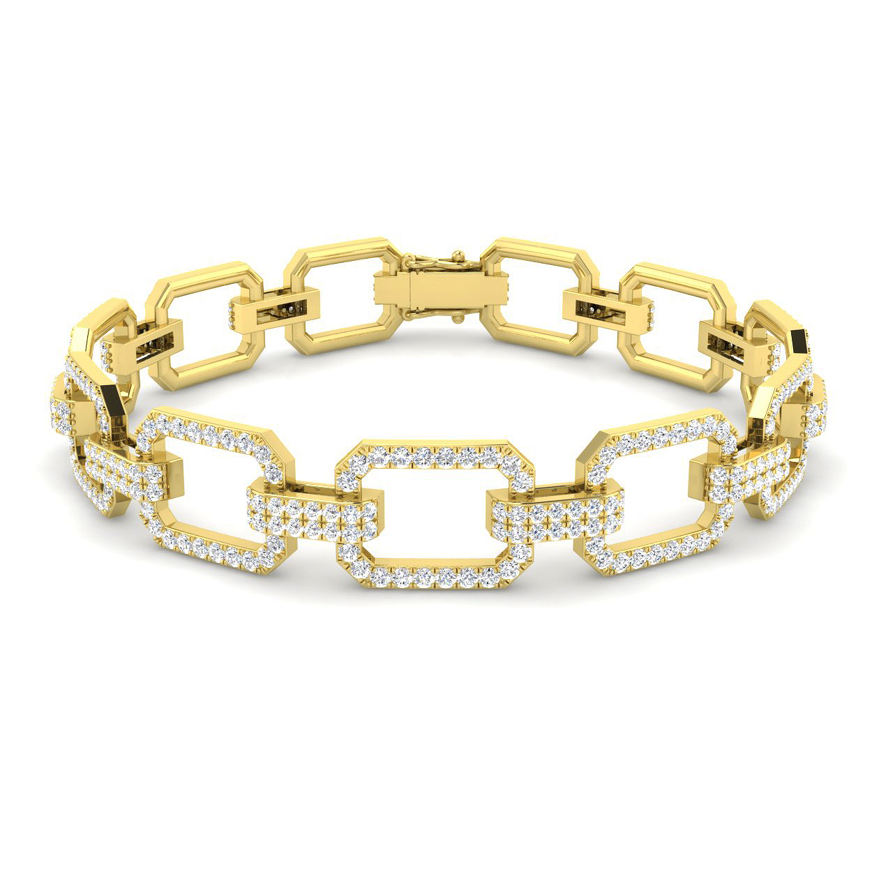 4.17ct Natural Diamond Paper Clip Bracelet in 18K Yellow Gold