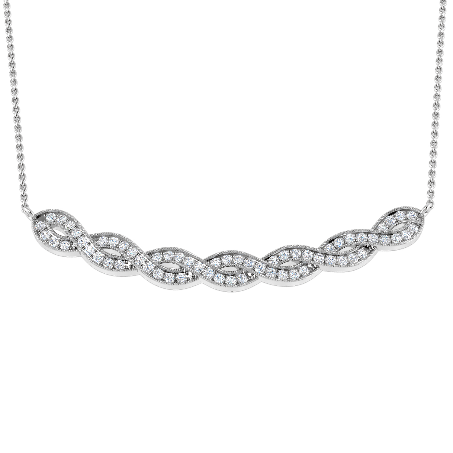 0.40ct Natural Diamond Spectacle Necklace in 18K White Gold