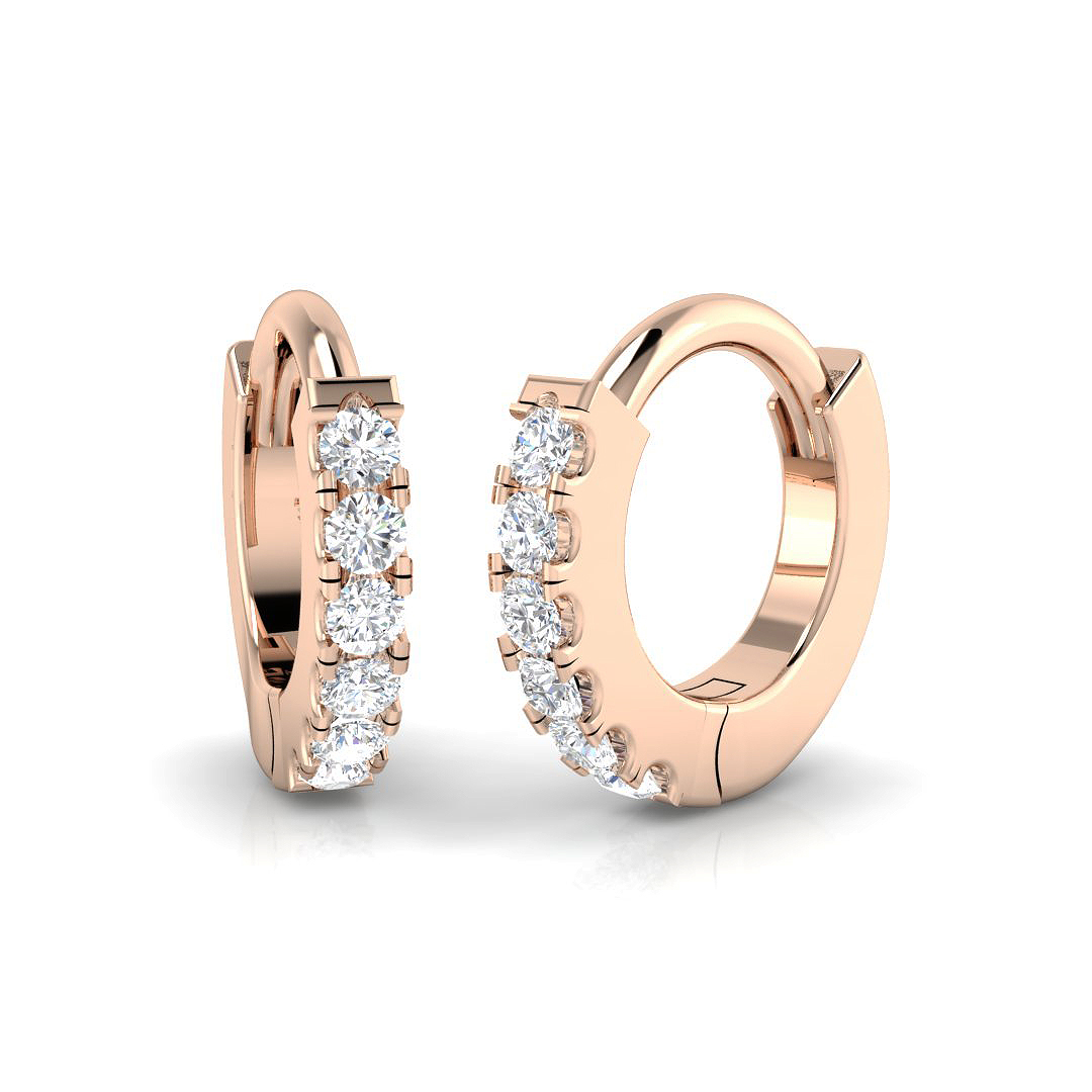0.06ct Natural Diamond Hoops Earrings in 18K Rose Gold