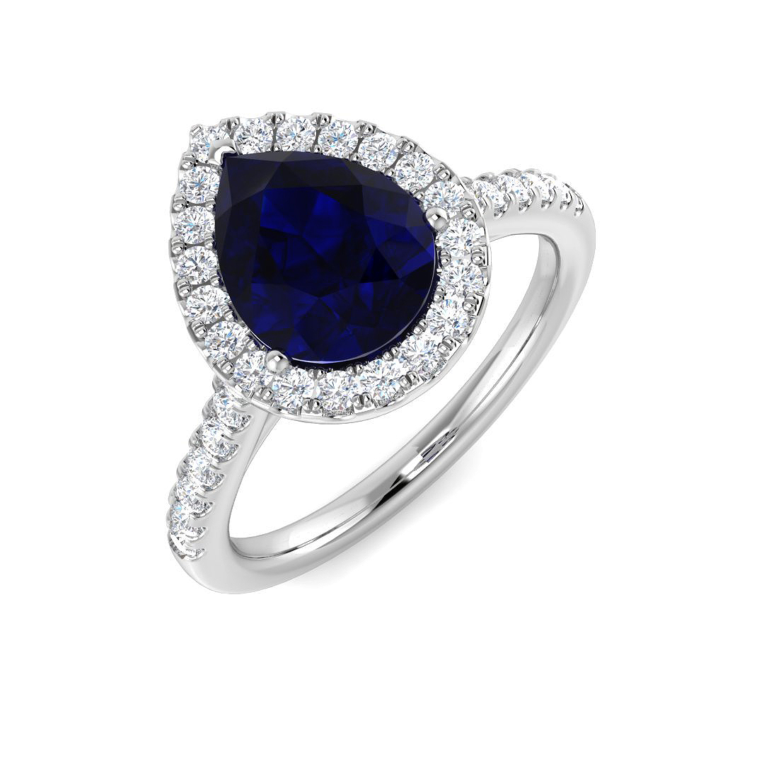 Blue Sapphire Ring in 9K White Gold