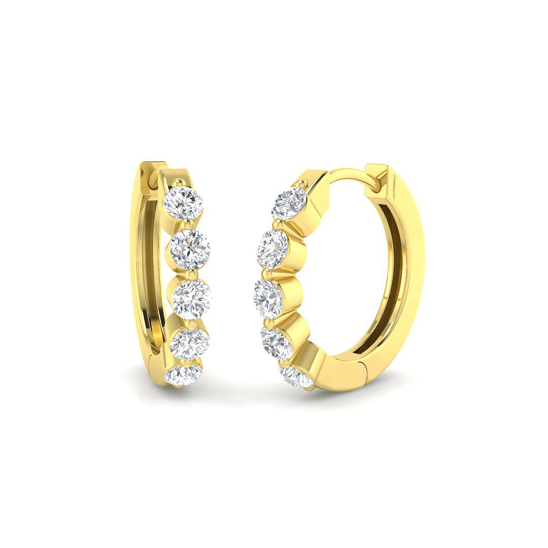 0.58ct Natural Diamond Hoops Earrings in 9K Yellow Gold