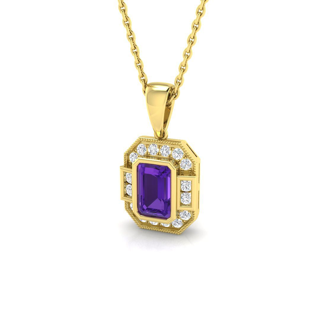 Amethyst Pendant in 9K Yellow Gold