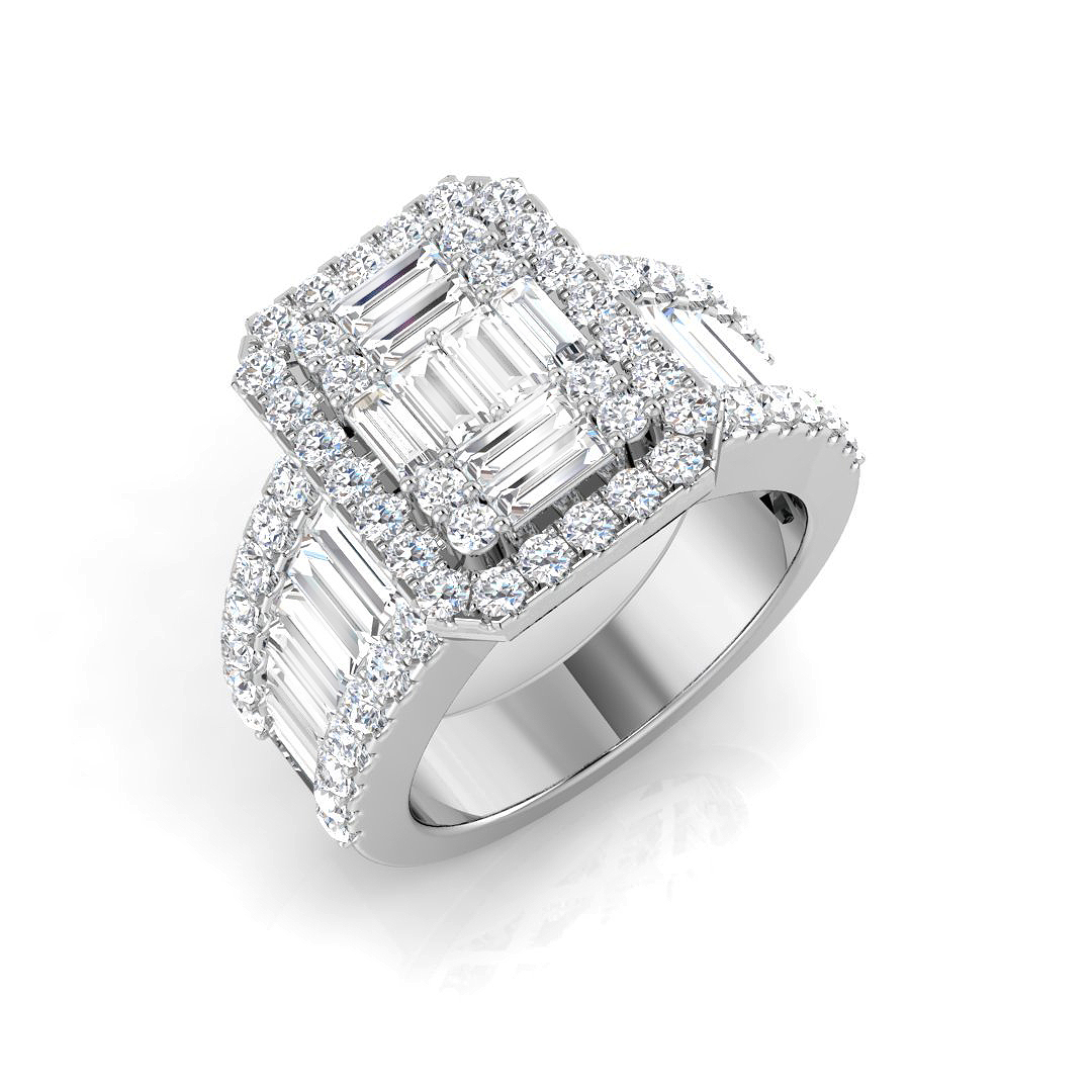 2.31ct Natural Diamond Baguette & Brilliant Ring in Platinum Platinum