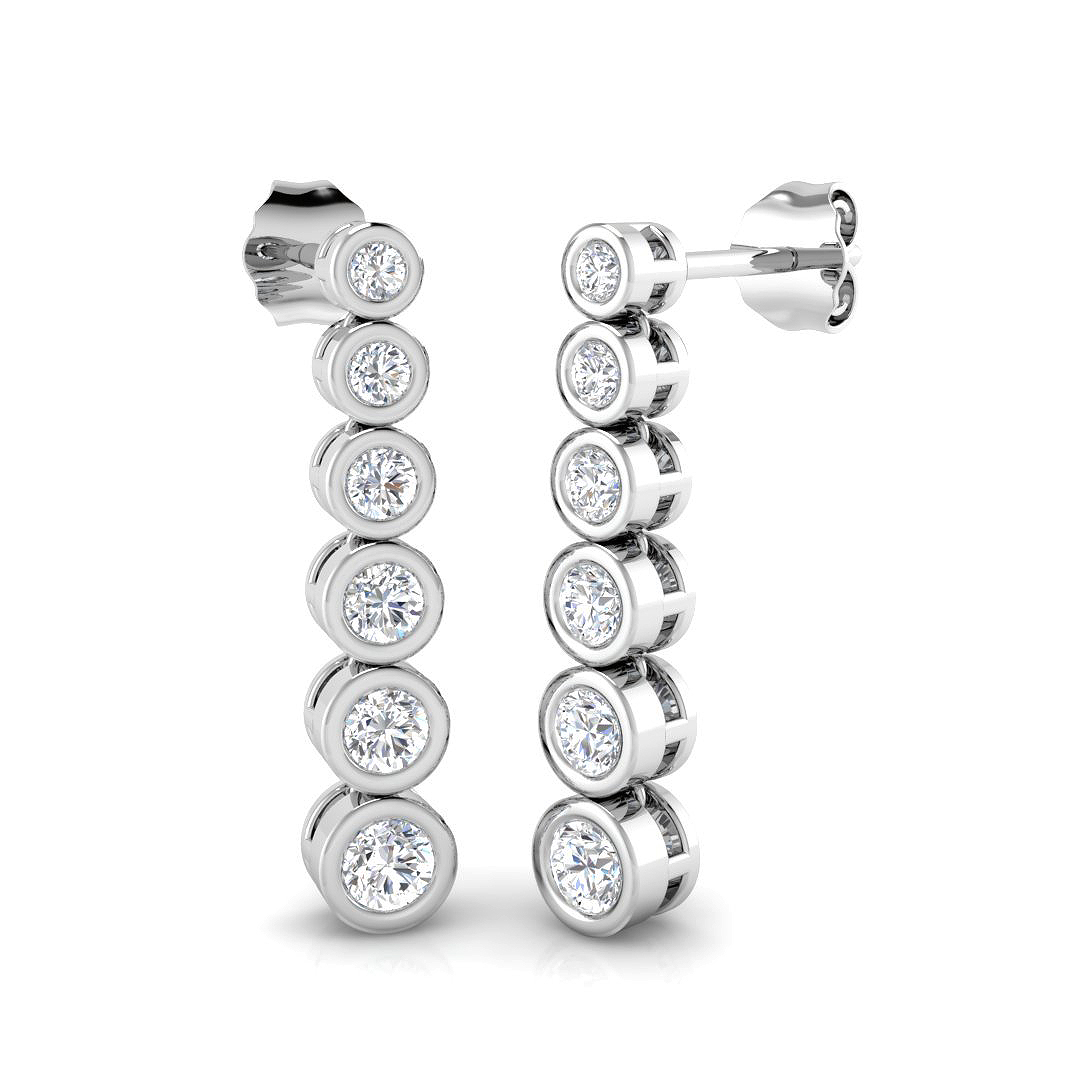 0.75ct Lab-Grown Diamond Drop & Trilogy Earrings in 9K White Gold