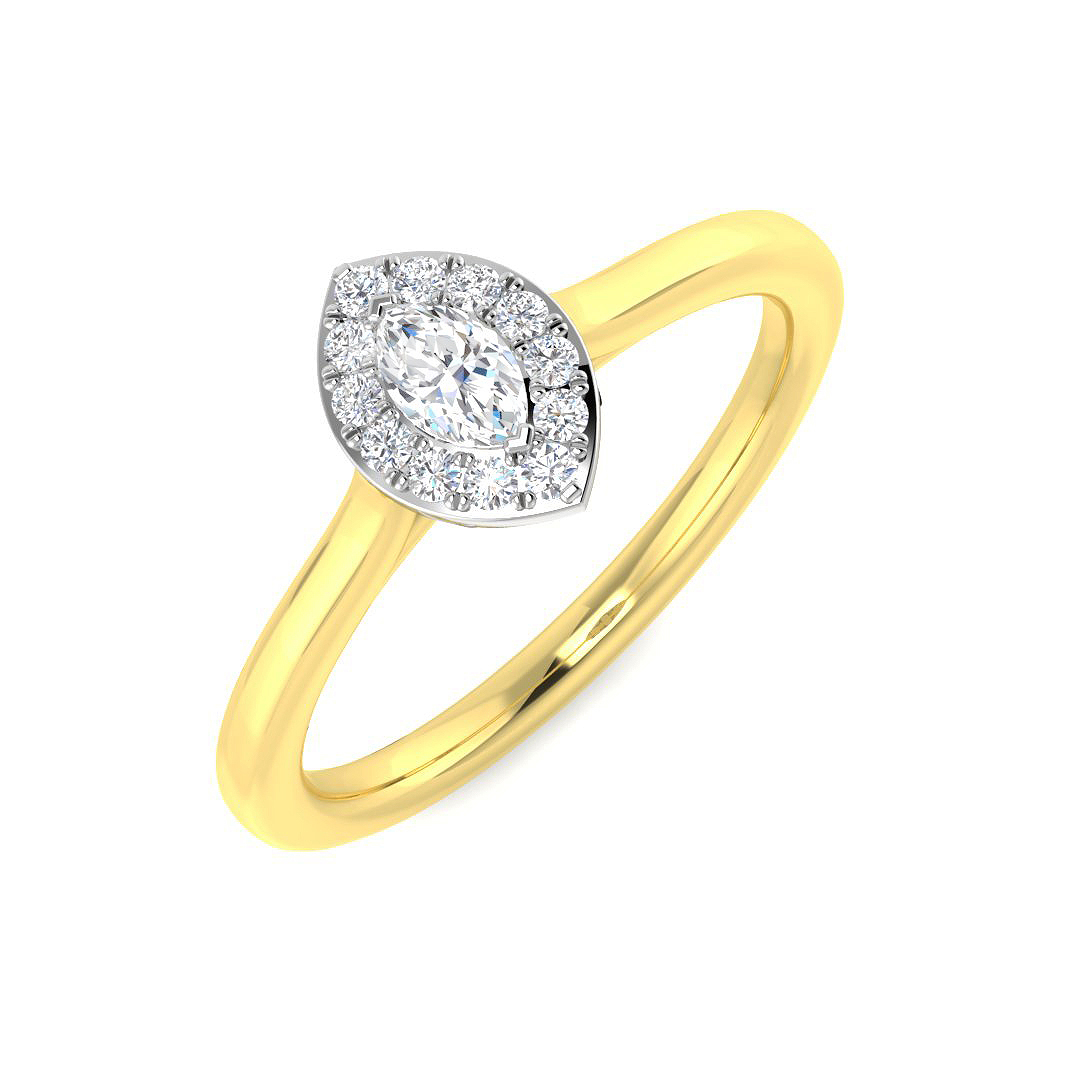 0.19ct Natural Diamond Engagement Ring in 18K Yellow Gold
