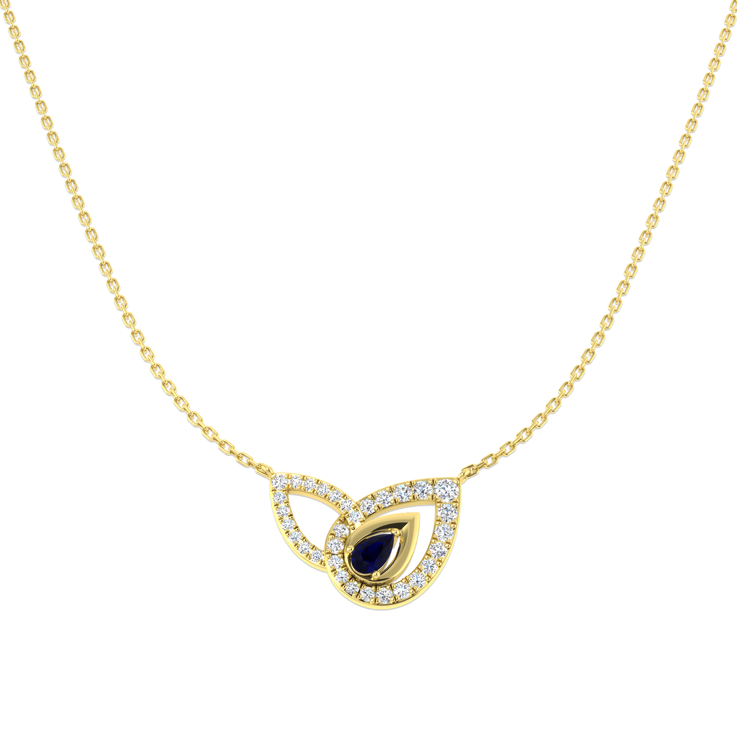 Blue Sapphire Necklace in 9K Yellow Gold
