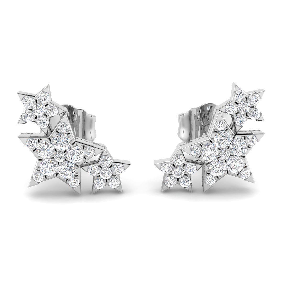 0.20ct Natural Diamond Crawlers Earrings in 9K White Gold