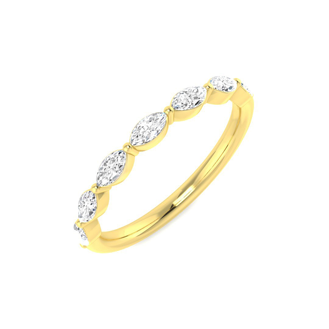 0.50ct Natural Diamond Half Eternity Ring in 18K Yellow Gold