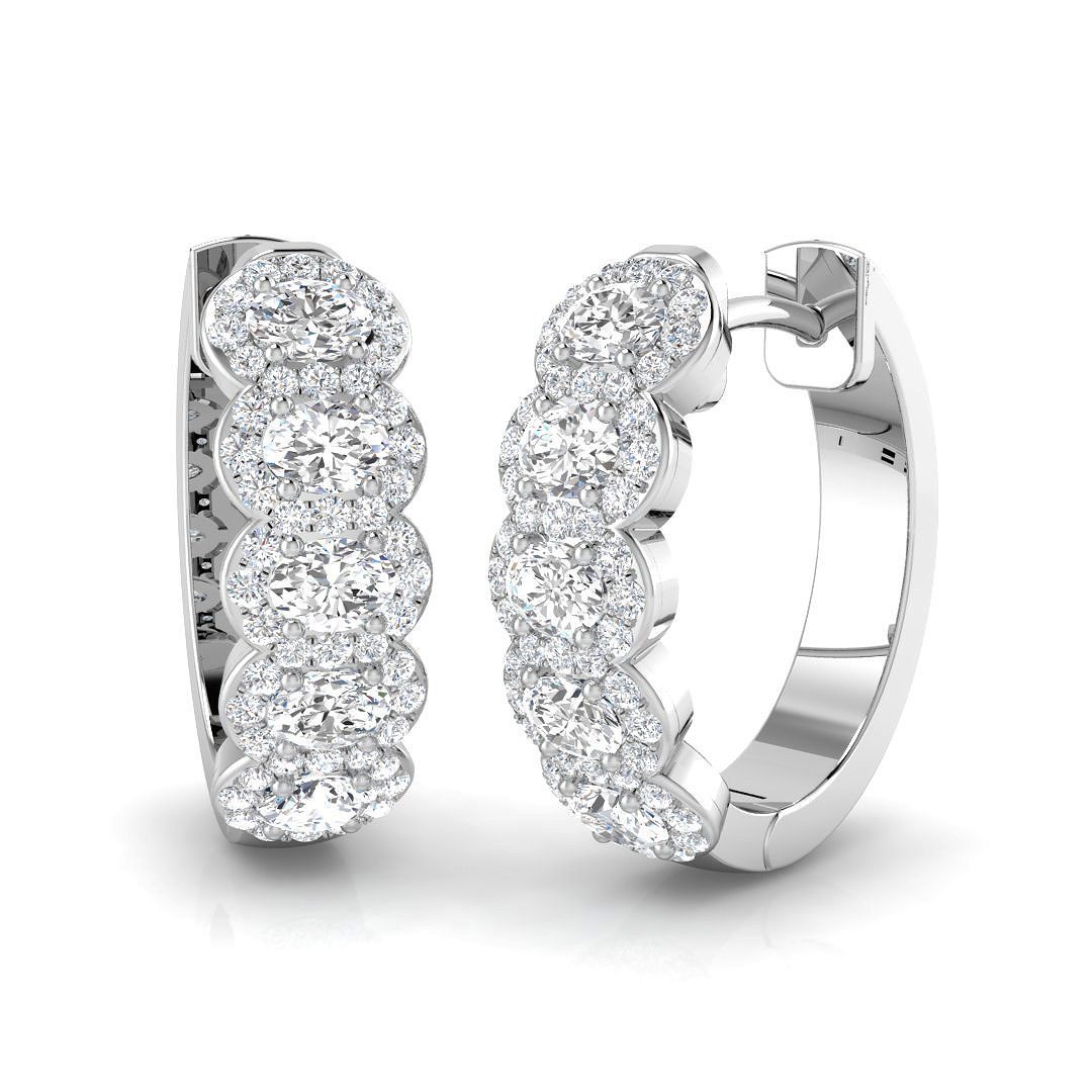 1.60ct Natural Diamond Hoops Earrings in 18K White Gold