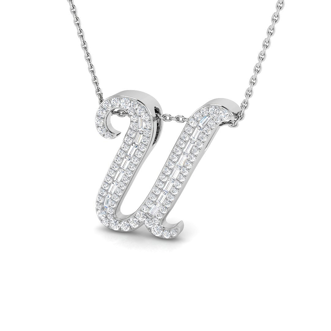 0.49ct Natural Diamond Initials Pendant in 9K White Gold