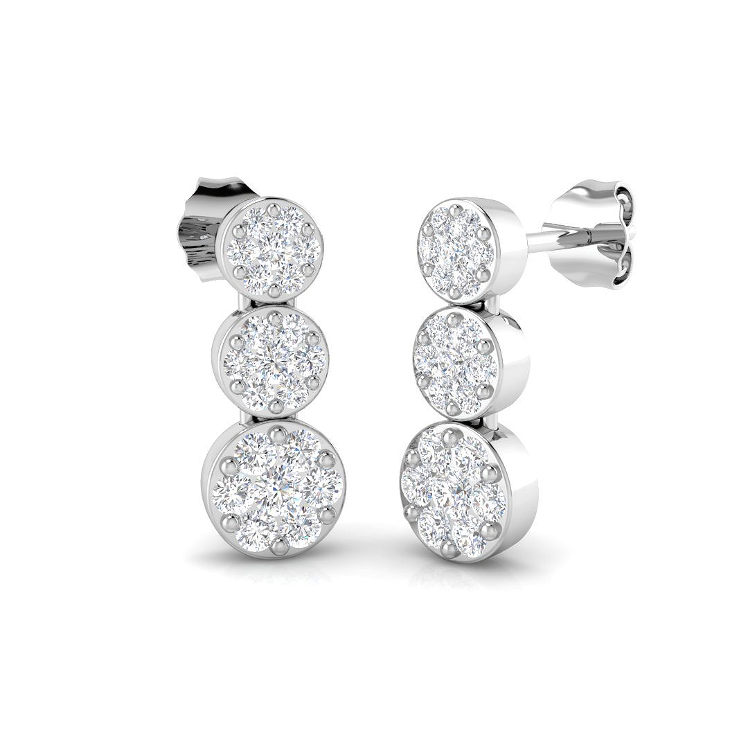 0.75ct Natural Diamond Drop & Trilogy Earrings in 9K White Gold